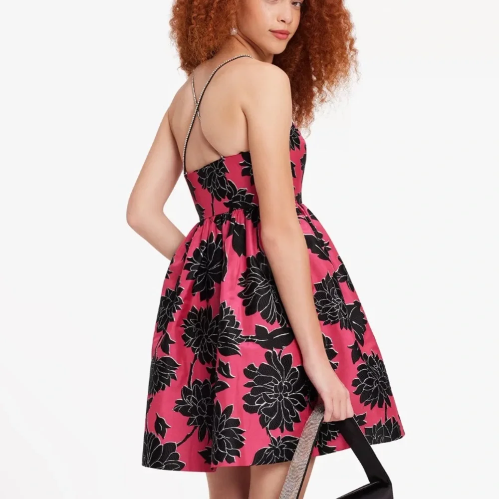 kate spade Pink and Black Floral Strapless Mini Dress